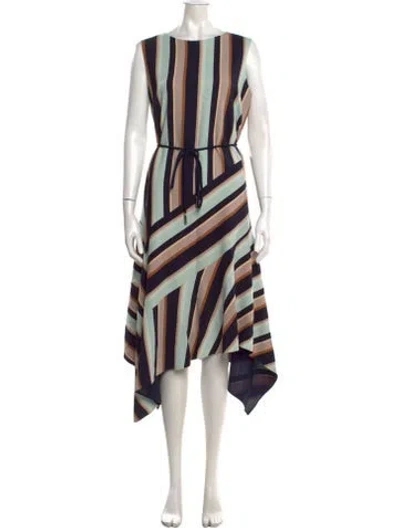 Pre-owned Lafayette 148 Striped Midi Length Dress In Blue