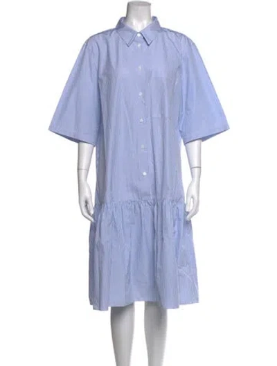 Pre-owned Lafayette 148 Striped Midi Length Dress In Blue/white