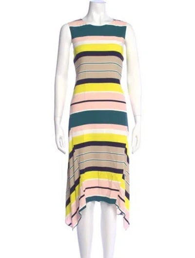 Pre-owned Lafayette 148 Striped Midi Length Dress In Multi