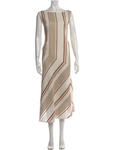 Pre-owned Lafayette 148 Striped Midi Length Dress In Neutral