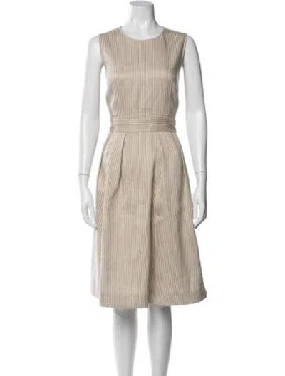 Pre-owned Lafayette 148 Striped Midi Length Dress In Neutral