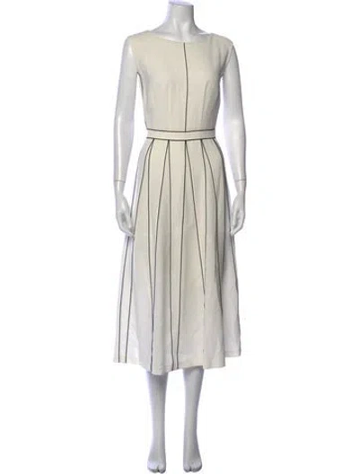 Pre-owned Lafayette 148 Striped Midi Length Dress In Neutral