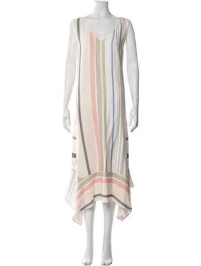Pre-owned Lafayette 148 Striped Midi Length Dress In Neutral