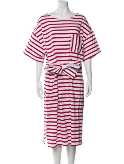 Pre-owned Lafayette 148 Striped Midi Length Dress In Red
