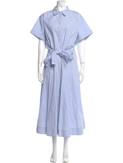 Pre-owned Lafayette 148 Striped Midi Length Dress W/ Tags In Blue