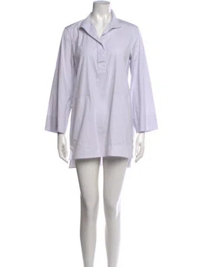 Pre-owned Lafayette 148 Striped Midi Length Dress In White