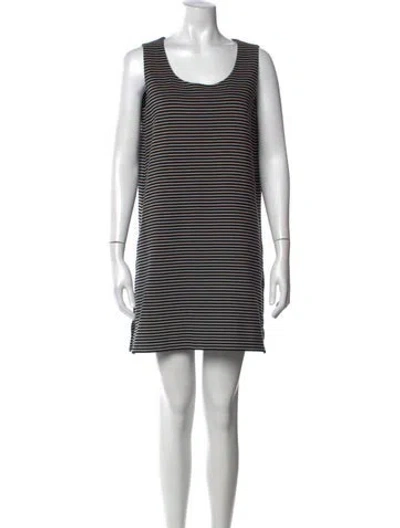 Pre-owned Lafayette 148 Striped Mini Dress In Black
