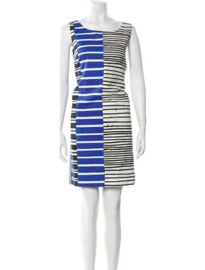 Pre-owned Lafayette 148 Striped Mini Dress In Blue