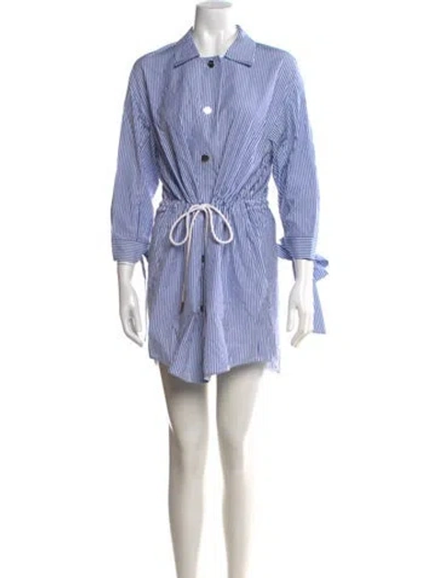 Pre-owned Lafayette 148 Striped Mini Dress In Blue