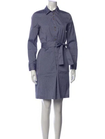 Pre-owned Lafayette 148 Striped Mini Dress In Blue