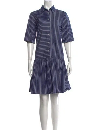 Pre-owned Lafayette 148 Striped Mini Dress In Blue