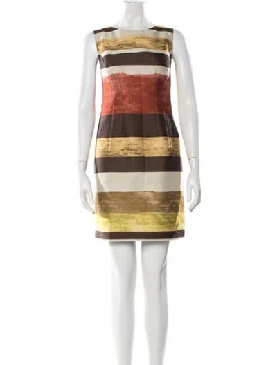 Pre-owned Lafayette 148 Striped Mini Dress In Brown