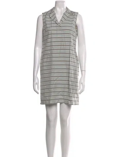 Pre-owned Lafayette 148 Striped Mini Dress In Gray