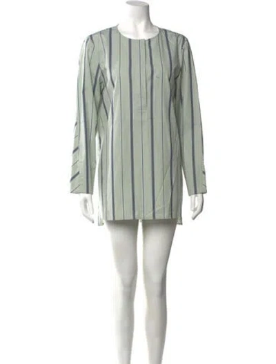Pre-owned Lafayette 148 Striped Mini Dress In Green
