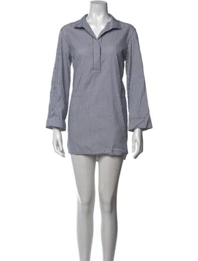 Pre-owned Lafayette 148 Striped Mini Dress In Grey