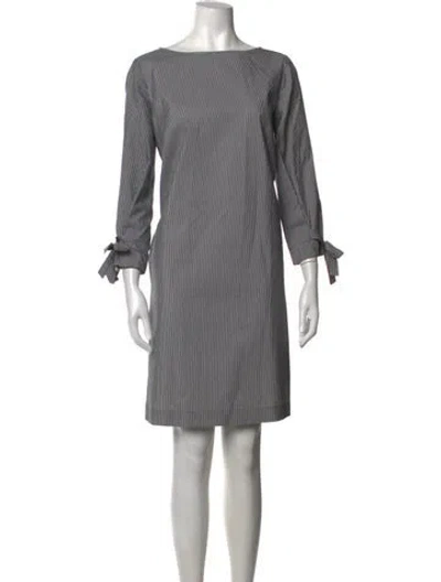 Pre-owned Lafayette 148 Striped Mini Dress In Grey