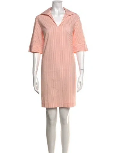 Pre-owned Lafayette 148 Striped Mini Dress In Orange