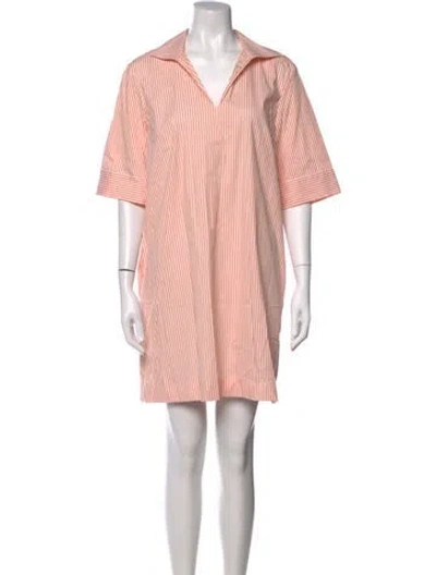 Pre-owned Lafayette 148 Striped Mini Dress In Orange