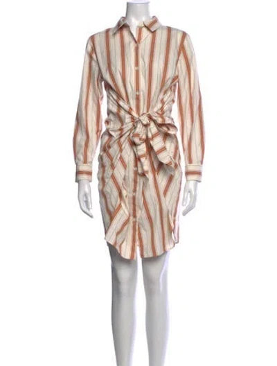Pre-owned Lafayette 148 Striped Mini Dress In Orange/white