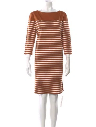 Pre-owned Lafayette 148 Striped Mini Dress W/ Tags In Brown