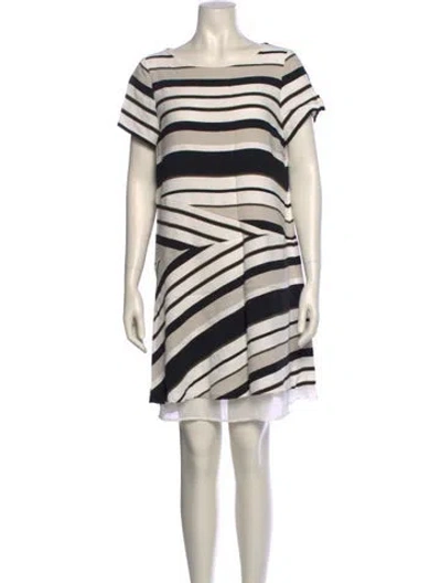 Pre-owned Lafayette 148 Striped Mini Dress In White