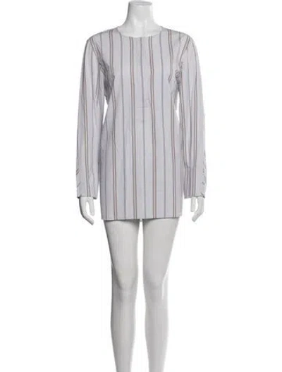 Pre-owned Lafayette 148 Striped Mini Dress In White