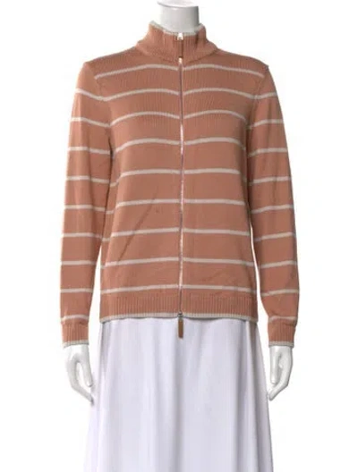 Pre-owned Lafayette 148 Striped Mock Neck Sweater In Multi