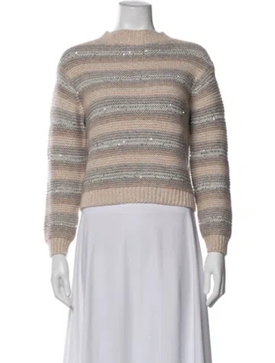 Pre-owned Lafayette 148 Striped Mock Neck Sweater In Multicolor
