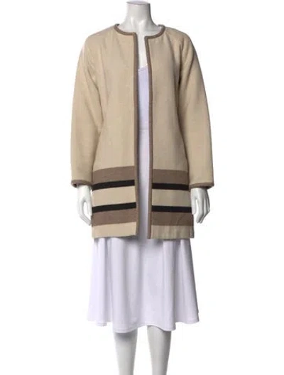 Pre-owned Lafayette 148 Striped Open Front Sweater In Neutrals