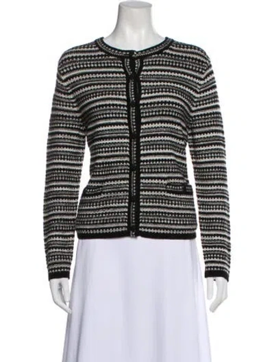 Pre-owned Lafayette 148 Striped Scoop Neck Sweater In Black