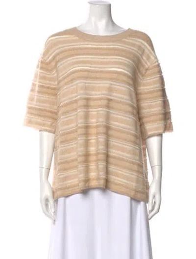 Pre-owned Lafayette 148 Striped Scoop Neck Sweater In Neutral