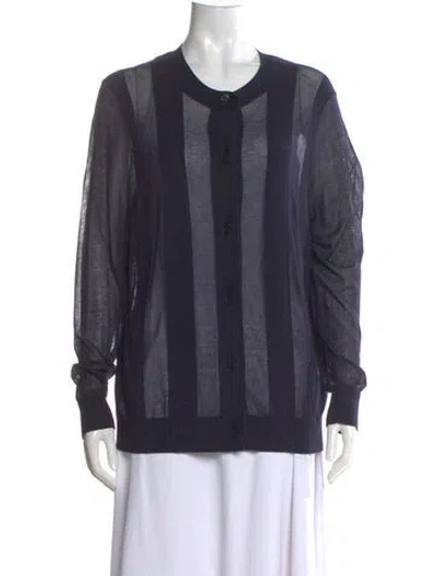 Pre-owned Lafayette 148 Striped Scoop Neck Sweater W/ Tags In Blue