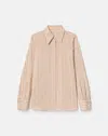 Lafayette 148 Striped Silk French Cuff Blouse In Orange