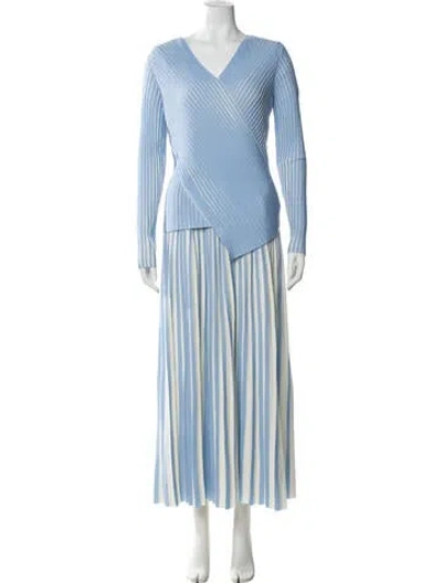 Pre-owned Lafayette 148 Striped Skirt Set In Blue