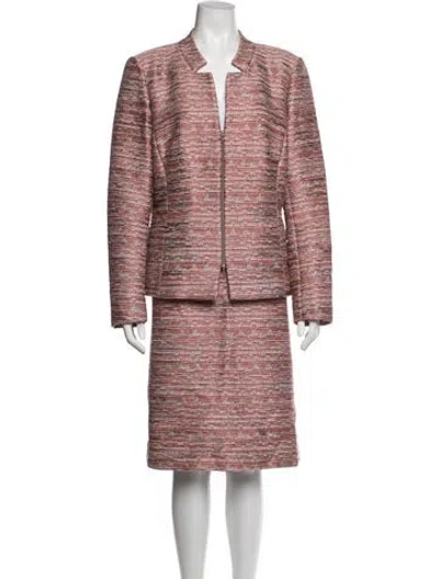 Pre-owned Lafayette 148 Striped Skirt Suit In Red