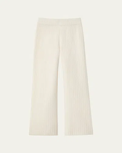 Lafayette 148 Striped Straight-leg Cashmere Pants In Neutral
