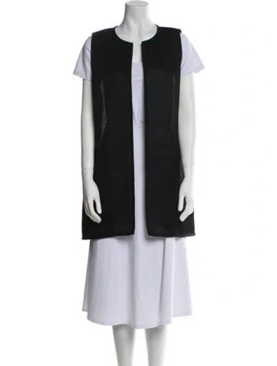 Pre-owned Lafayette 148 Striped Vest In Black