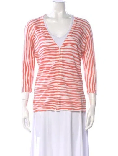 Pre-owned Lafayette 148 Striped V-neck Sweater In Multi