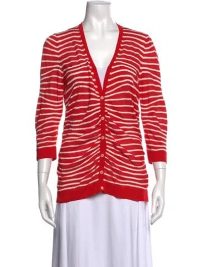Pre-owned Lafayette 148 Striped V-neck Sweater In Multi