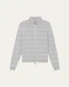 Lafayette 148 Striped Zip-front Knit Jacket In Dove Multi