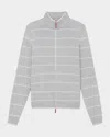 Lafayette 148 Striped Zip-front Knit Jacket In Dove Multi