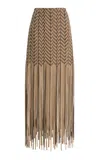 Lafayette 148 Suede And Leather Fringes Skirt In Multi