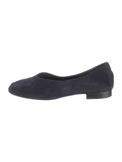 Pre-owned Lafayette 148 Suede Ballet Flats In Blue