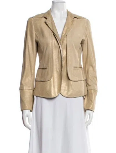 Pre-owned Lafayette 148 Suede Blazer In Neutral