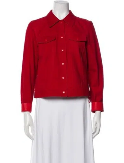 Pre-owned Lafayette 148 Suede Denim Jacket In Red
