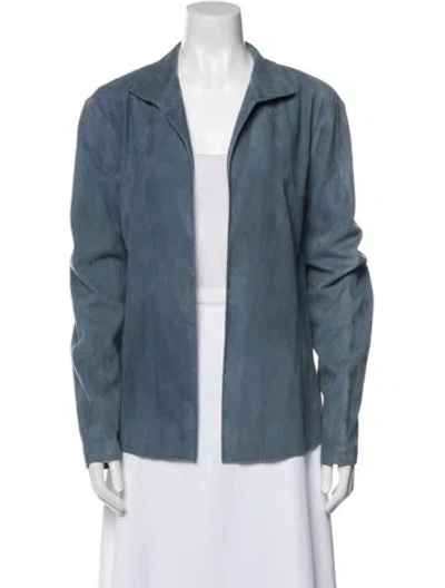 Pre-owned Lafayette 148 Suede Jacket In Blue