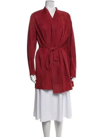 Pre-owned Lafayette 148 Suede Jacket In Red