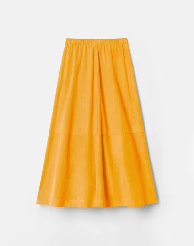 Lafayette 148 Suede Leather Flared Midi Skirt