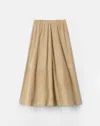 Lafayette 148 Suede Leather Flared Midi Skirt In Clay