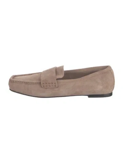 Pre-owned Lafayette 148 Suede Loafers In Neutrals